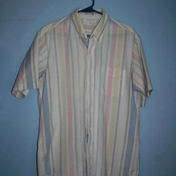 Vintage Career Club Short Sleeve Large Pastel Button Down Shirt - Picture 2 of 14